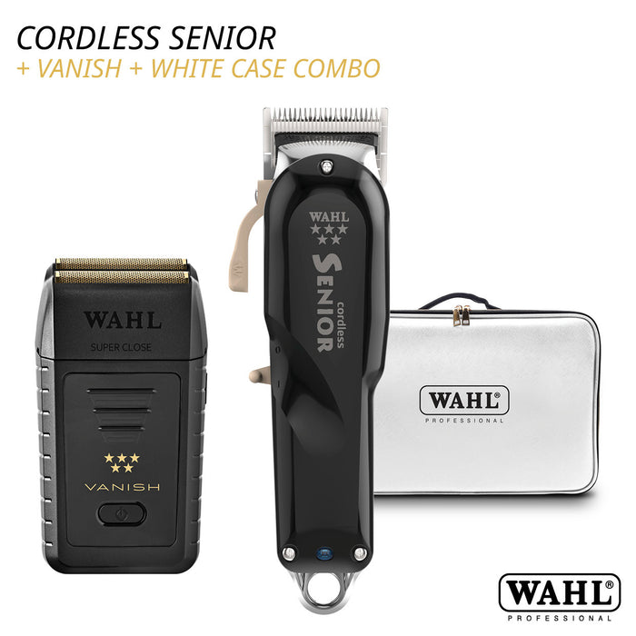 Wahl Cordless Senior + Vanish Shaver + White Case Combo - EOFY Promo!