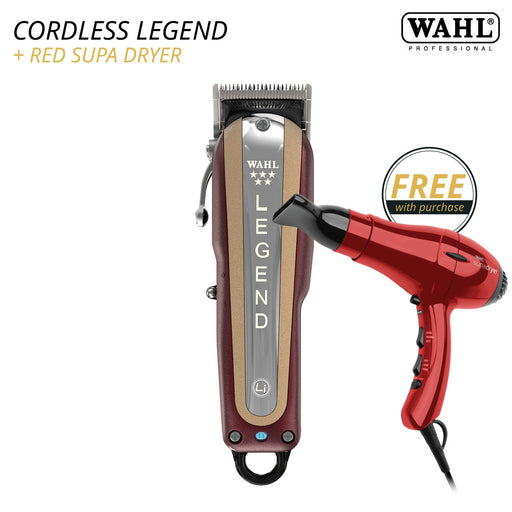 Wahl Cordless Legend Clipper + Red Supa Dryer Combo - April Promo!