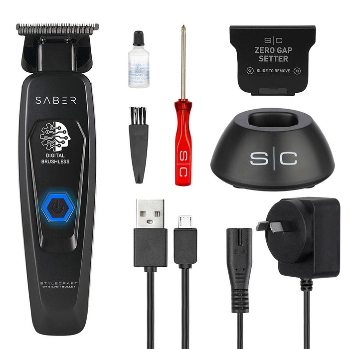 StyleCraft by Silver Bullet Saber Digital Brushless Hair Trimmer - Black
