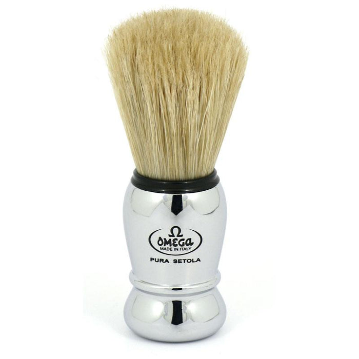 Omega Silver Handle Shaving Brush 100% Pure Bristles
