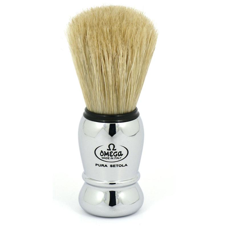 Omega Silver Handle Shaving Brush 100% Pure Bristles