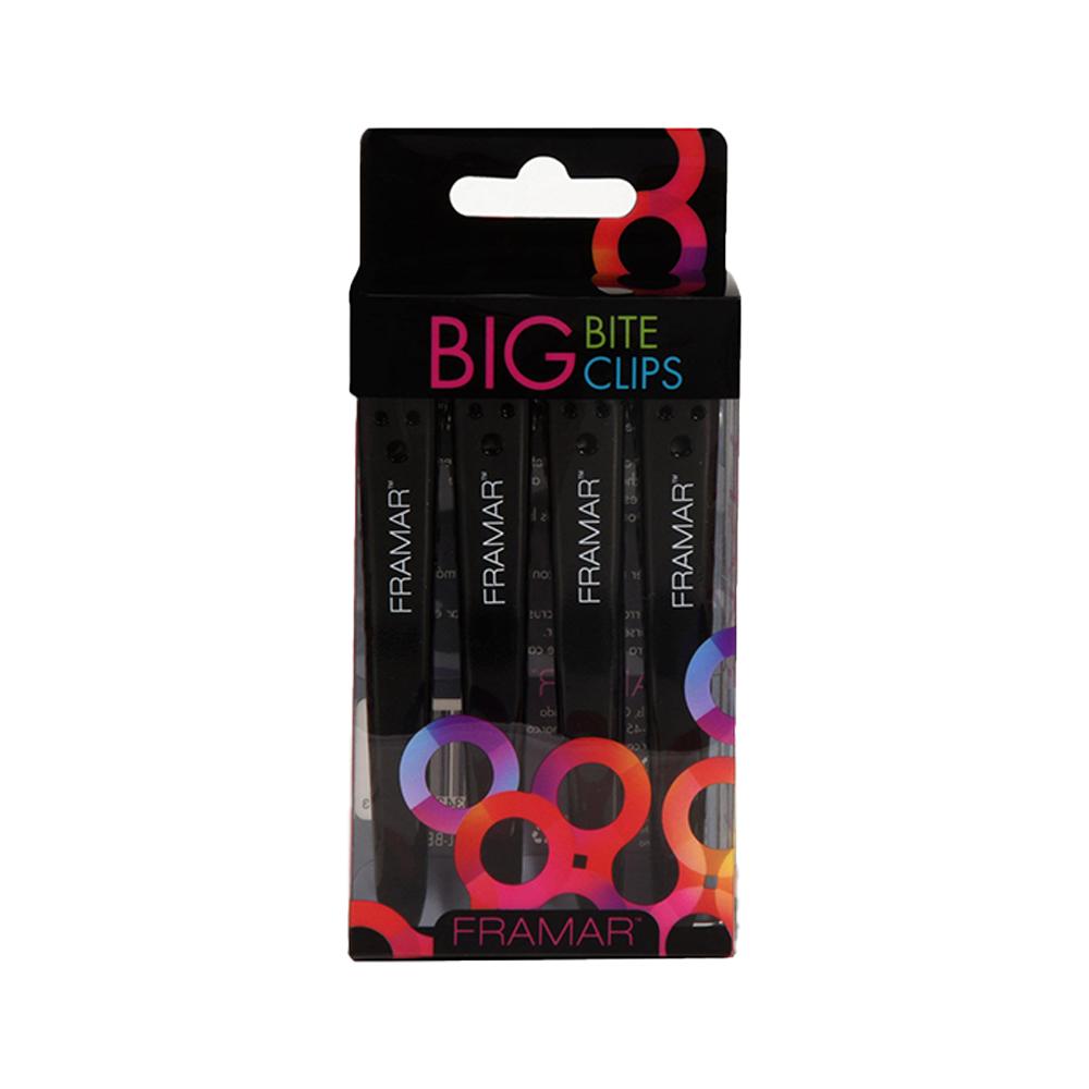 Framar Black Big Bite Clips - 4pc