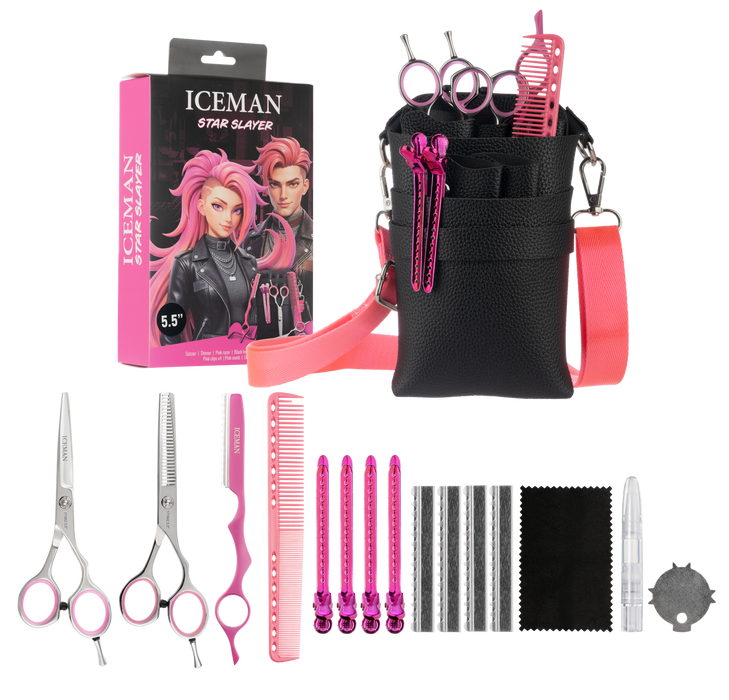 Iceman Star Slayer 5.5” Hairdressing Scissors Set Pink