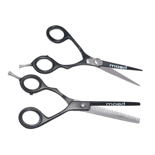 InMood Professional Duo Black Hairdressing Cutting & Thinning Scissor Set